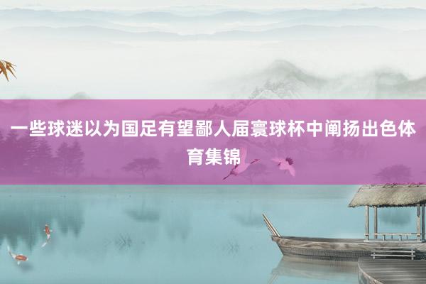 一些球迷以为国足有望鄙人届寰球杯中阐扬出色体育集锦
