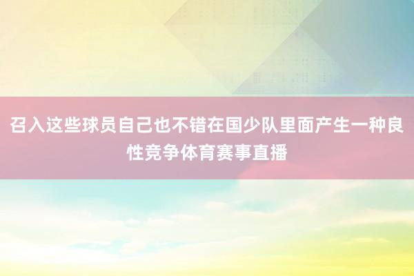 召入这些球员自己也不错在国少队里面产生一种良性竞争体育赛事直播